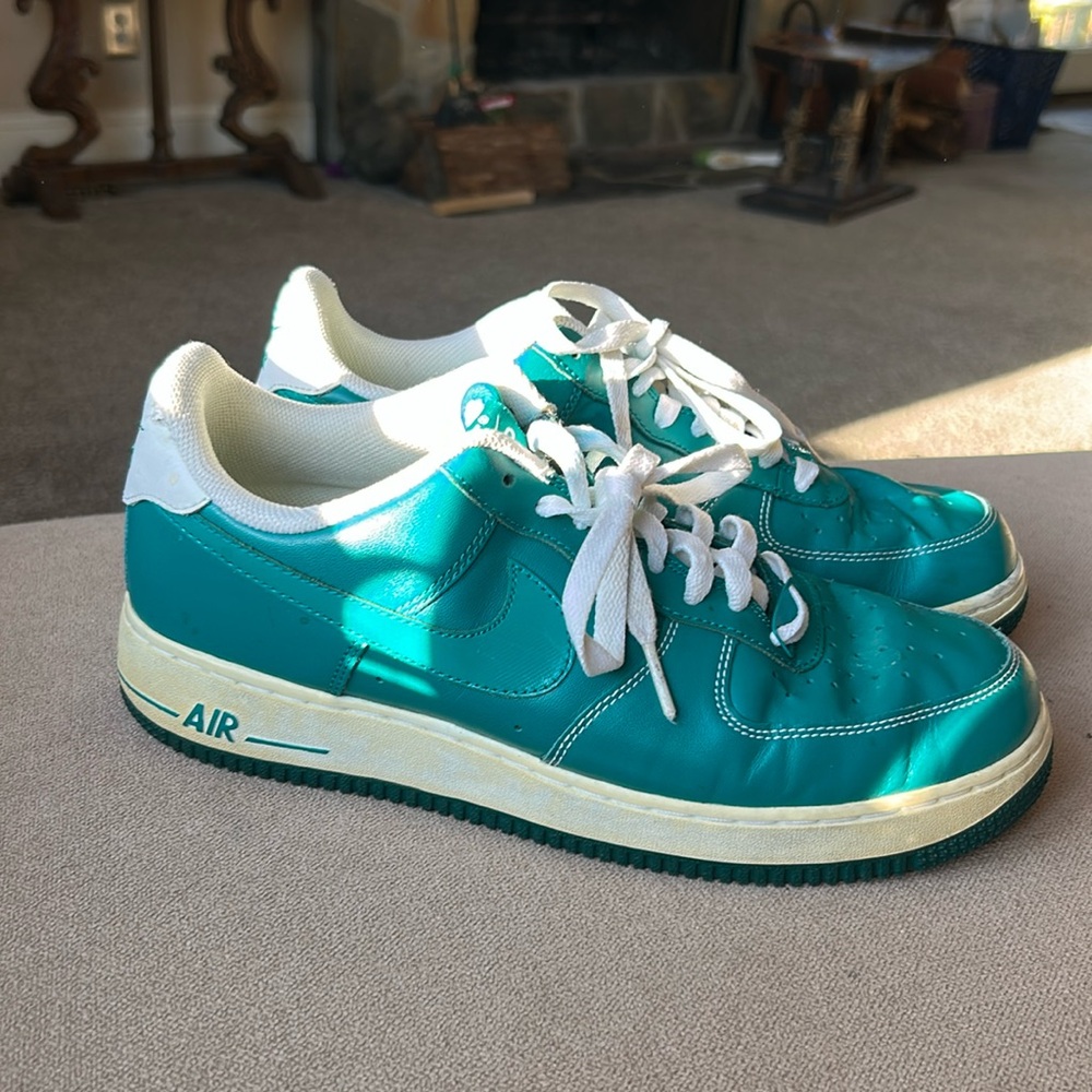 Nike Air Force 1 Aqua Blue Lush Teal Turqoise shoes GUC 488298-302 Sz 18.5 2012